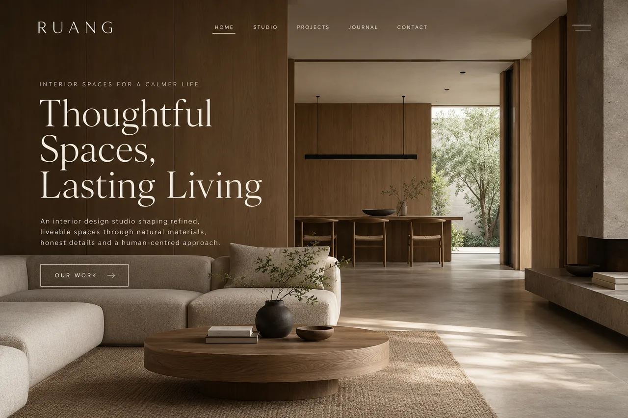 Ruang: AI-generated sample website in laptop mockup