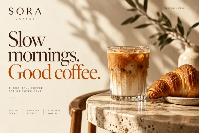 Fictional cafe campaign design sample